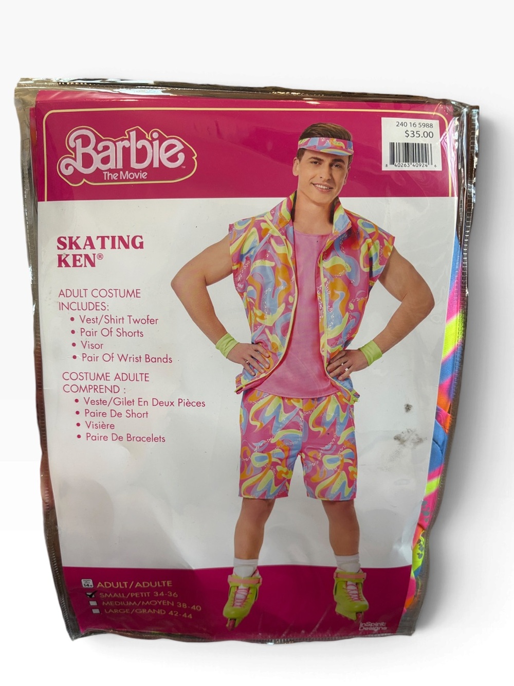 Barbie The Movie Skating Ken Adult Costume Size S InSpirit Designs NEW